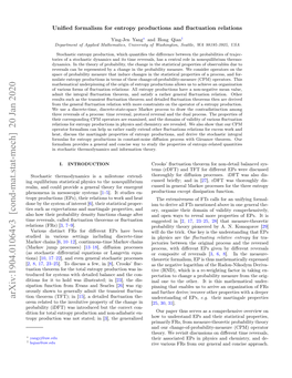 Arxiv:1904.01064V3 [Cond-Mat.Stat-Mech] 20 Jan 2020 Tion Theorem (TFT); in [15], a Detailed ﬂuctuation The- Understanding of Eps, E.G