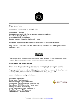 Irish Historic Towns Atlas (IHTA), No. 25, Ennis Author