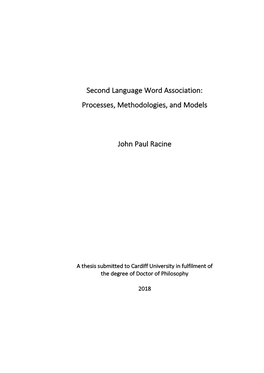 Second Language Word Association: Processes, Methodologies, and Models