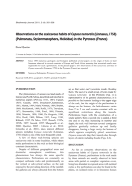 On the Saxicavous Habits of Cepaea Nemoralis (Linnaeus, 1758) (Pulmonata, Stylommatophora, Helicidae) in the Pyrenees (France)