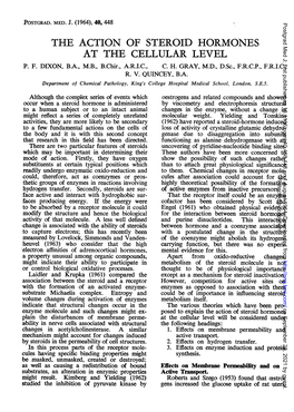 The Action of Steroid Hormones at the Cellular Level P