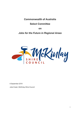 Commonwealth of Australia Select Committee on Jobs for the Future in Regional Areas