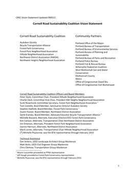 Cornell Road Sustainability Coalition Vision Statement Cornell Road