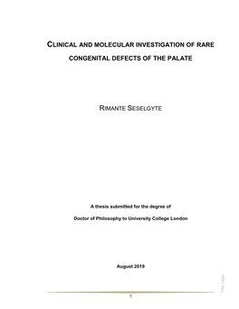 Clinical and Molecular Investigation of Rare