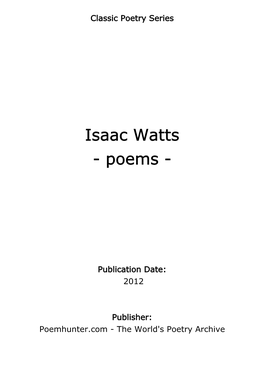 Isaac Watts - Poems