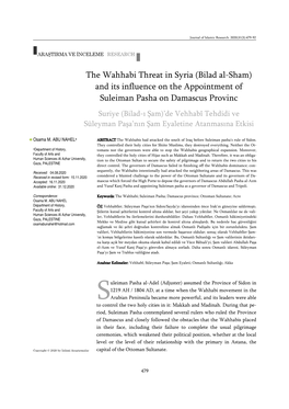 Thewahhabi Threat in Syria (Bilad Al-Sham)And Its Influence on The