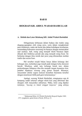 Bab Ii Biografi Kh. Abdul Wahab Hasbullah
