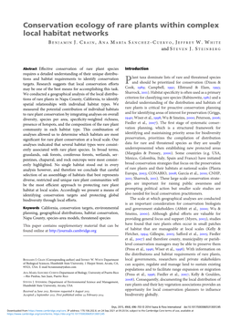 Conservation Ecology of Rare Plants Within Complex Local Habitat Networks