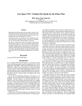 User Space TCP - Getting LKL Ready for the Prime Time