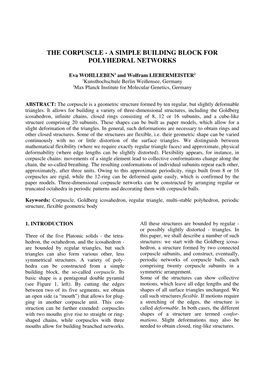 The Corpuscle ­ a Simple Building Block for Polyhedral Networks