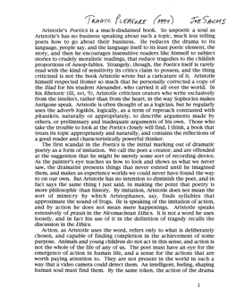 Aristotle's Poetics Is a Much-Disdained Book. So Unpoetic a Soul As Aristotle's Has No Business Speaking About Such a Topic