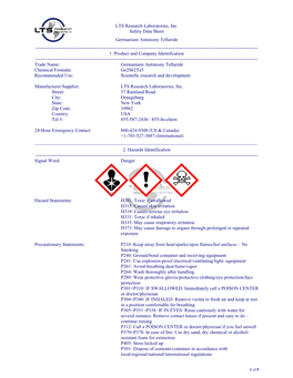 Material Safety Data Sheet