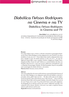 Diabólica: Nelson Rodrigues No Cinema E Na TV Diabólica: Nelson Rodrigues in Cinema and TV