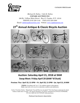 27 Annual Antique & Classic Bicycle Auction
