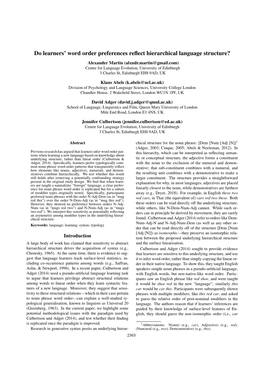 Do Learners' Word Order Preferences Reflect Hierarchical Language Structure?