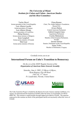 International Forum on Cuba's Transition to Democracy