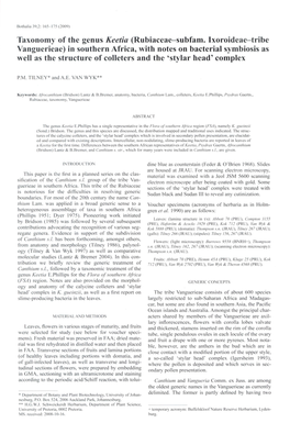 Taxonomy of the Genus Keetia (Rubiaceae-Subfam