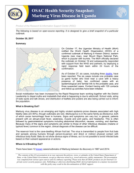 OSAC Health Security Snapshot: Marburg Virus Disease in Uganda