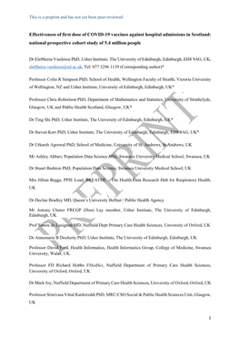 Effectiveness of First Dose of COVID-19 Vaccines Against Hospital Admissions in Scotland: National Prospective Cohort Study of 5.4 Million People