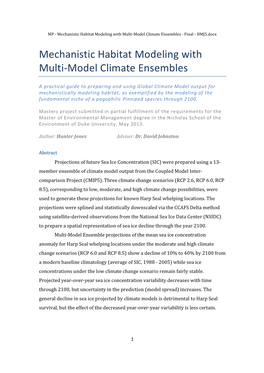 MP - Mechanistic Habitat Modeling with Multi-Model Climate Ensembles - Final - HMJ5.Docx