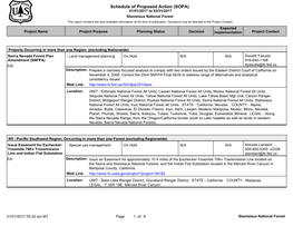 Schedule of Proposed Action (SOPA) 01/01/2017 to 03/31/2017 Stanislaus National Forest This Report Contains the Best Available Information at the Time of Publication