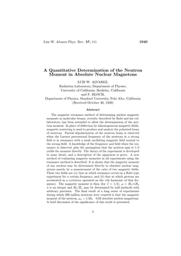 A Quantitative Determination of the Neutron Moment in Absolute Nuclear Magnetons