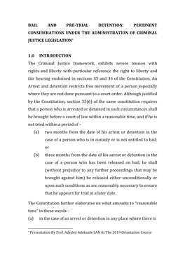 Bail and Pre-‐Trial Detention