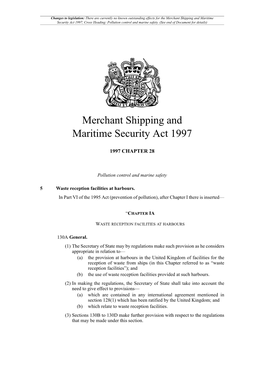 Merchant Shipping and Maritime Security Act 1997, Cross Heading: Pollution Control and Marine Safety