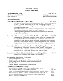 Curriculum Vitae of Deborah A. Ferguson