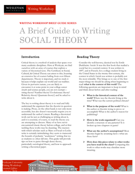 A Brief Guide to Writing SOCIAL THEORY