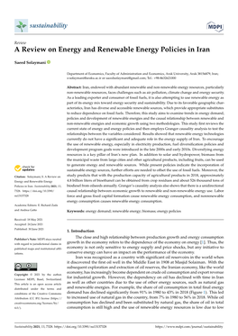 A Review on Energy and Renewable Energy Policies in Iran