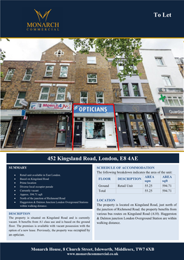 452 Kingsland Road, London, E8 4AE