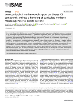 Verrucomicrobial Methanotrophs Grow on Diverse C3 Compounds and Use