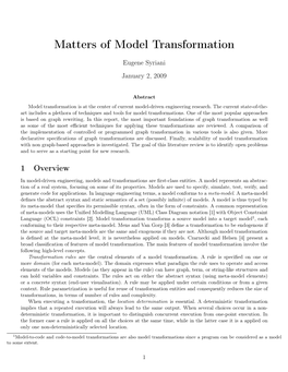 Matters of Model Transformation