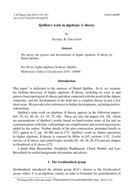 Quillen's Work in Algebraic K-Theory