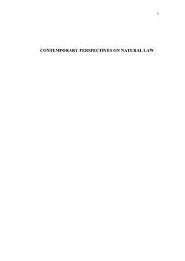 Contemporary Perspectives on Natural Law