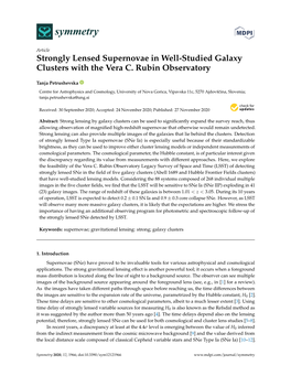 Strongly Lensed Supernovae in Well-Studied Galaxy Clusters with the Vera C