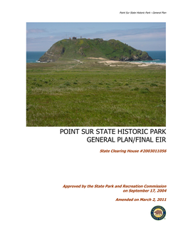 Point Sur SHP General Plan/FEIR