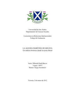LA AGENDA MARÍTIMA DE BOLIVIA Un Análisis Histórico Desde La Teoría Liberal