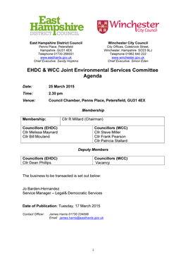 EHDC & WCC Joint Environmental Services Committee Agenda