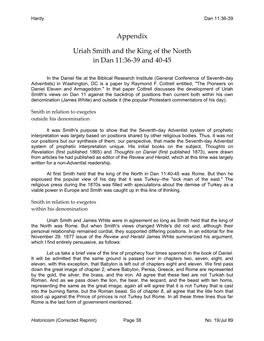 Appendix Uriah Smith and the King of the North in Dan 11:36-39 and 40-45