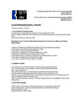 Ctc Computer Training Centre Ctc Computer Training Centre Is Located at 4 King Street, Suite 1520, Toronto, Ontario, M5H 1B6