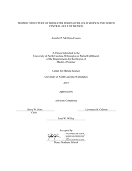 Trophic Structure of Midwater Fishes Over Cold Seeps in the North Central Gulf of Mexico
