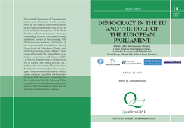 Democracy in the Eu and the Role of the European Parliament