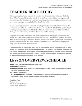 Teacher Bible Study Lesson Overview