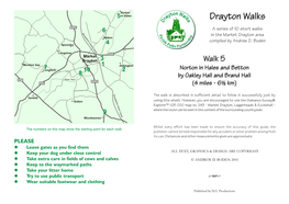 Drayton Walks D A529 6 a Series of 10 Short Walks S H P Ro P a P in the Market Drayton Area S H Betton R I Ir I H E S S U H R Compiled by Andrew D