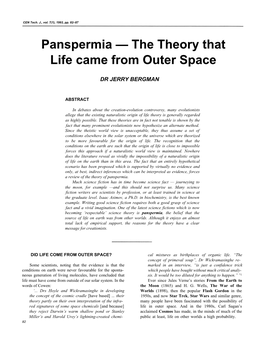 Panspermia — the Theory That Life Came from Outer Space