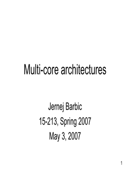 Multi-Core Architectures