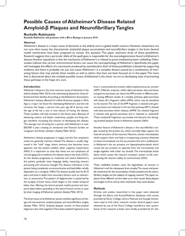 Possible Causes of Alzheimer's Disease Related Amyloid-Β