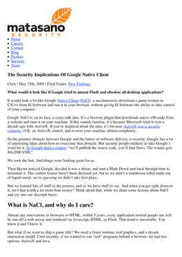 The Security Implications of Google Native Client